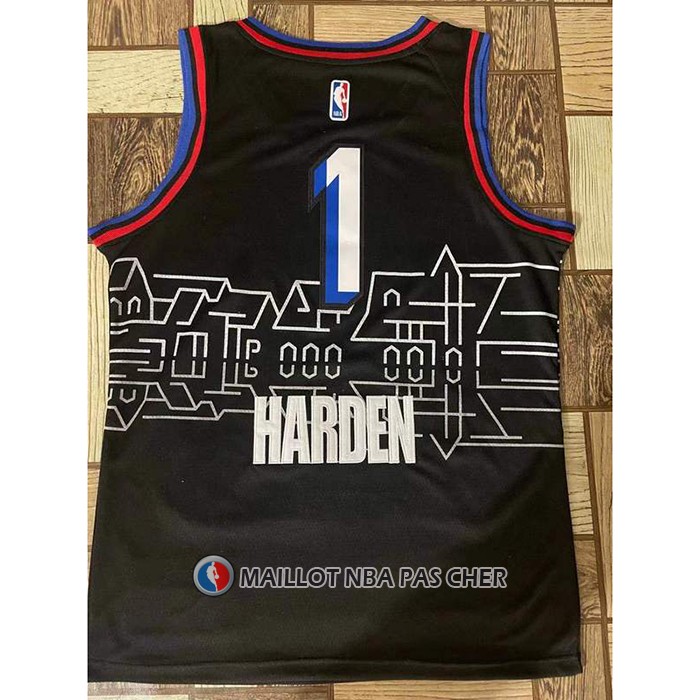 Maillot Philadelphia 76ers James Harden NO 1 Ville 2020-21 Noir